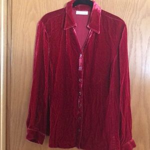 Romantic red velvet blouse